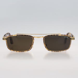 Sting 652 Z 03, Vintage 90s gold & tortoise small rectangle aviator sunglasses men and women NOS