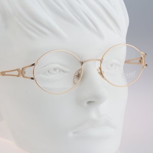 Kajal Collection Lady-5 0000, Vintage 90s gold small round eyeglasses frames womens NOS