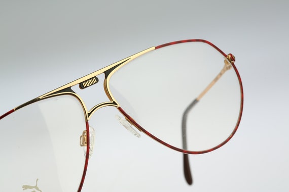 Puma MP 1 408, Vintage 80s gold and red tortoise … - image 7