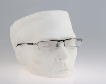 Robert Rudger 2755 010 02, Vintage 90s black and gray half rim slim rectangle reading glasses frames mens & womens / NOS