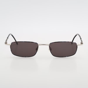 Contro Verse 4285 010 Z6, Vintage 90er Jahre schwarz-blaue schmale Rechteck-Sonnenbrille Herren & Damen, NOS