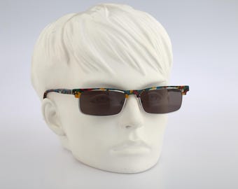 Henry C. Logan Beverly 709, Vintage 90s colorful clubmasters rectangle sunglasses mens & women NOS