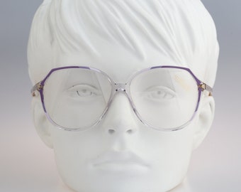 Silhouette M 1745 C 1689, Vintage 80s clear purple oversized round eyeglasses frames womens NOS