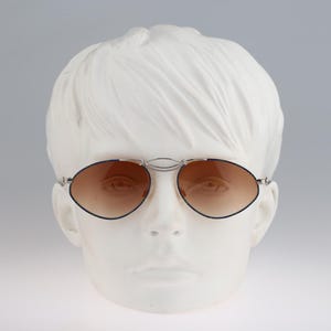 MCS 136 B, Vintage 80s silver and blue unique aviator sunglasses women NOS