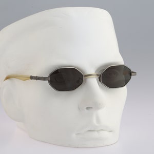 Blue Bay by Safilo Dark BayS 75M, Vintage 90s antique silver unique steampunk small hexagon sunglasses mens & women, NOS