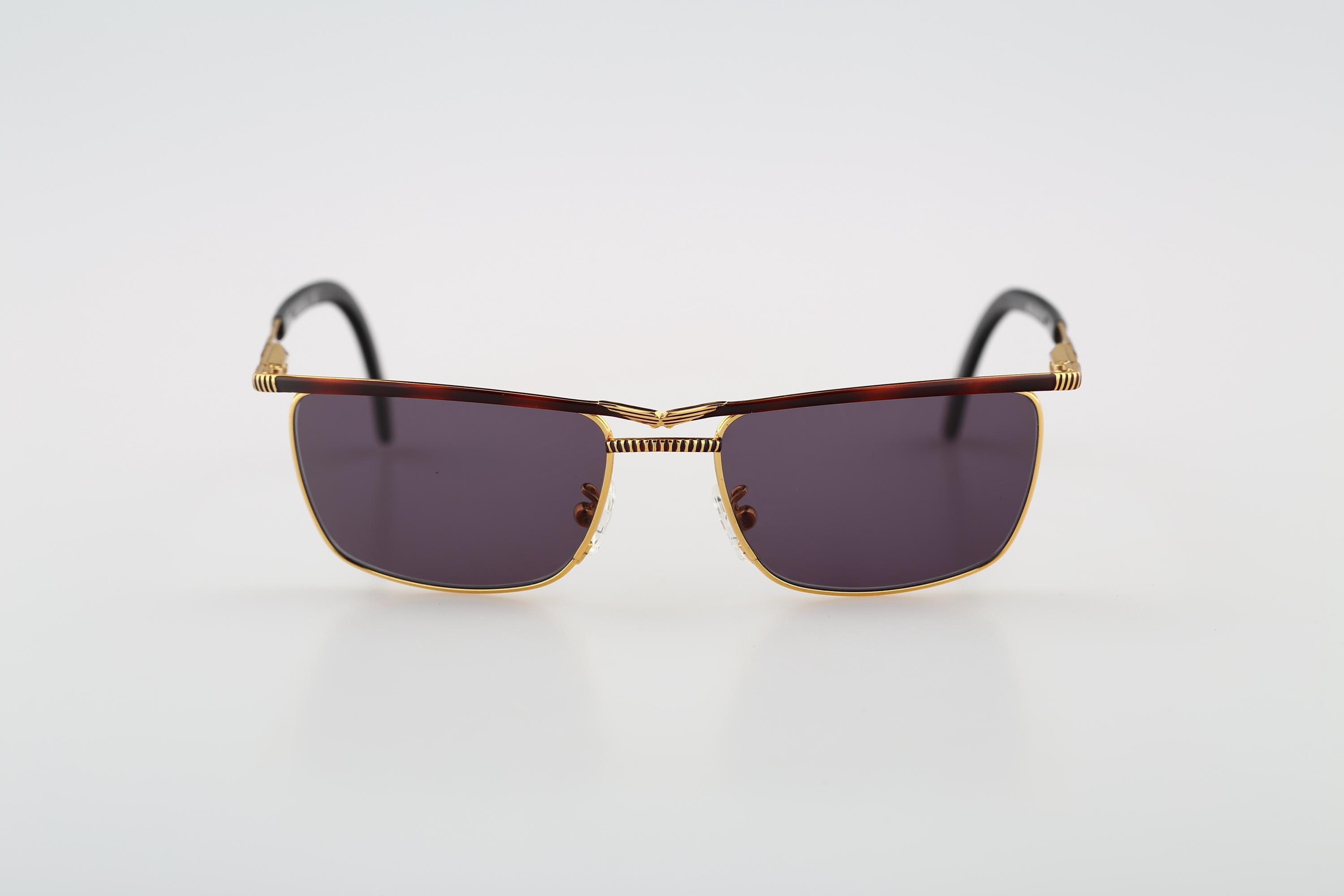 Police 2181 120, Vintage 90s Gold & Tortoise Small Rectangle