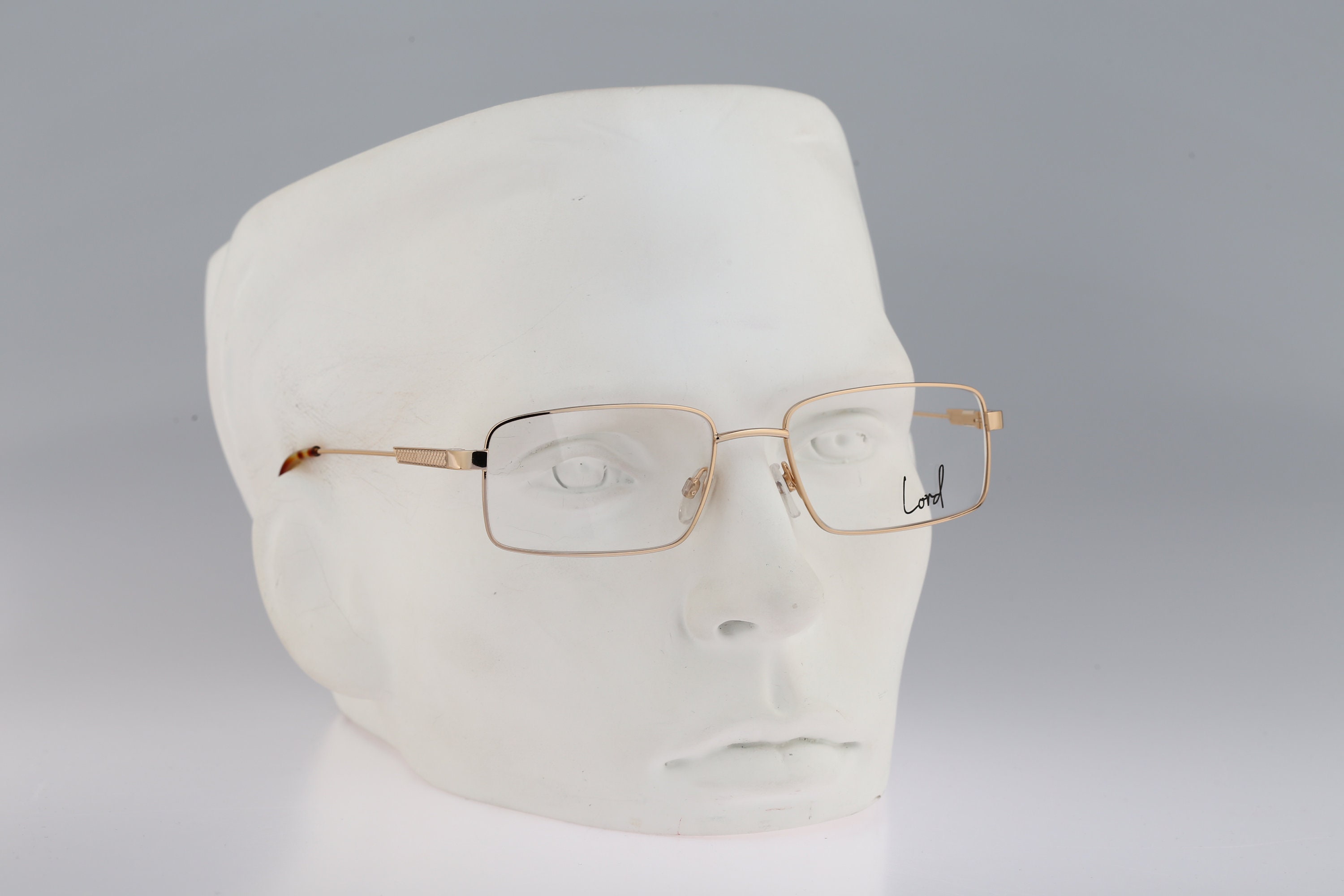 Lord 7127 65, Vintage 90s Gold Rectangle Glasses Frames Mens