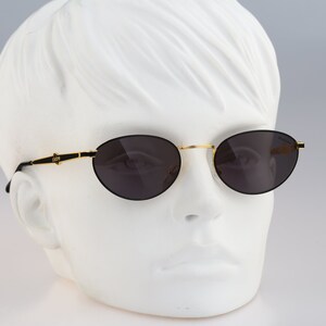 Europa Valottica 800, Vintage 90s unique black and gold small cat eye sunglasses women, NOS