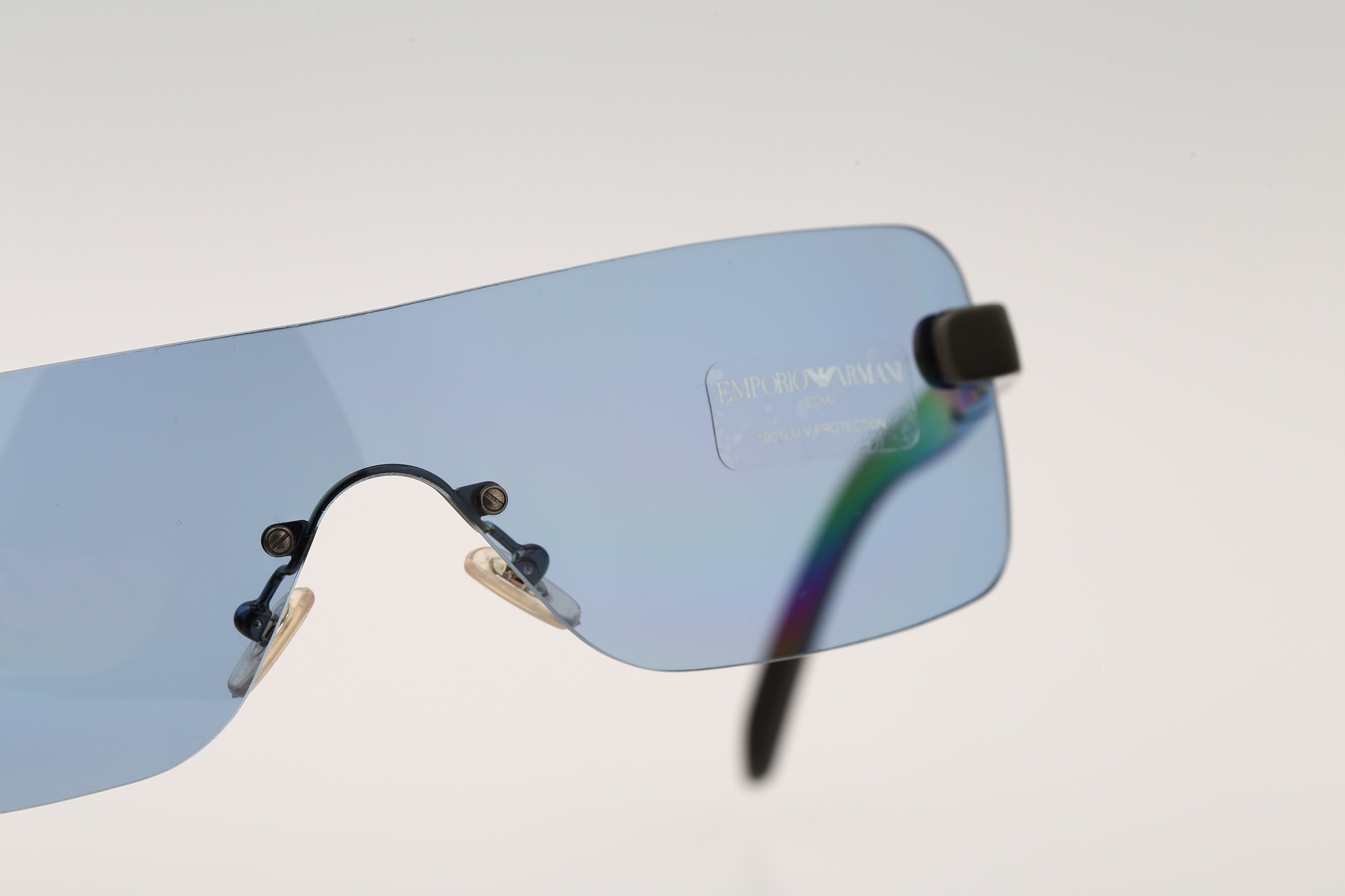 Vintage Emporio Armani Light Blue Eyewear Shield Sunglasses ARMANI Blue Vintage Sunglasses for sale | eBay main image 2