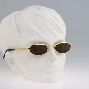 Le Club Le Club 1497 OROR, Vintage 90s gold small slim oval sunglasses mens & women, NOS