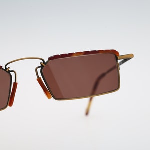 Robert Rudger 1230 123 36, Vintage 90s antique gold and tortoise browline slim small rectangle sunglasses mens & women, NOS