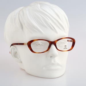 Fendi VL 7558 710, Vintage 90s gold and tortoise square eyeglasses frames womens NOS