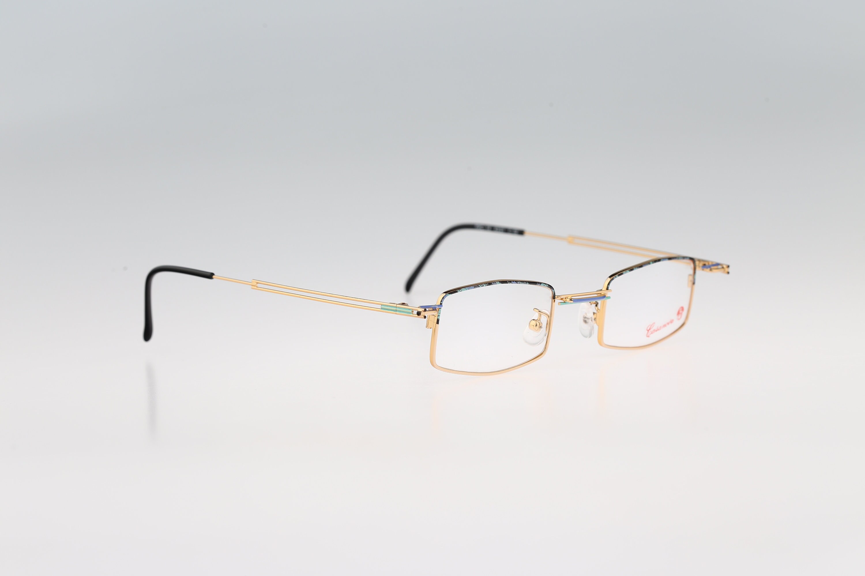 Lunettes Vintage Casanova RVC-14 - Monture Multicolore Dorée Carrée, Métal, NOS (neuf Ancien Stock)