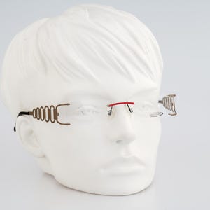 Yabi Art Abendzauber 4529 6590, Vintage 90s red and beige rimless rectangle eyeglasses frames mens & womens NOS
