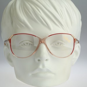 Silhouette M 1730 C 1610, Vintage 80s unique oversized clear & red cat eye glasses frames womens NOS