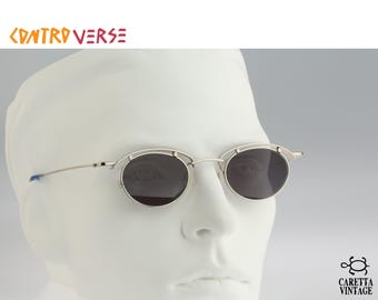 Contro Verse 3950 240 17, Vintage 90s unique silver steampunk small round sunglasses mens and women, NOS