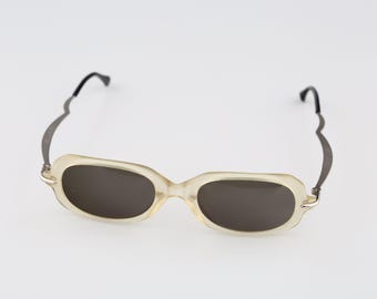 Annabella 445 5, gafas de sol rectangulares transparentes únicas de los años 90 para mujer, NOS