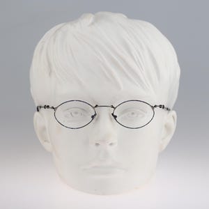 Romolo Cianci Tecno 2, occhiali da vista ovali piccoli steampunk blu e argento antico vintage anni &#39;90 da uomo e da donna NOS