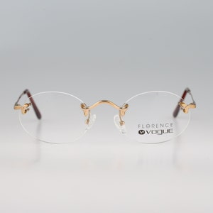 Florence Vogue 3118 B ORO, Vintage 90s gold victorian rimless small oval eyeglasses frames mens & womens / NOS