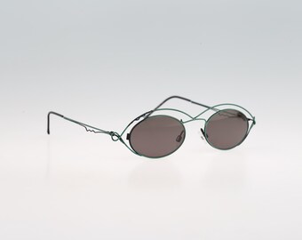 Neostyle 567 078, Vintage 90s unique steampunk small oval sunglasses women, NOS