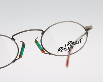 Robert Rudger 1510 075 37, Vintage 90s antique silver unique steampunk small oval glasses frames mens & womens NOS