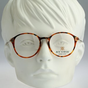 Roy Tower Joanna 27 TO, Vintage 90s gold and tortoise panto round eyeglasses frames mens & womens NOS