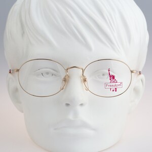 Freedom 6701, Vintage 90s elegant large gold oval glasses frames womens & mens / NOS