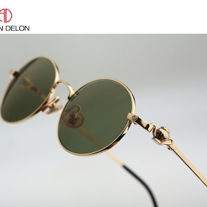 Alain Delon 3513, Vintage 90s unique steampunk gold oval  sunglasses men & women, NOS