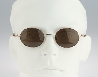 Small round sunglasses men, Robert Rudger 1600 190 C1, Vintage 90s unique colorful & silver steampunk circle sunglasses women NOS