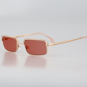Diva 9081 6, Vintage 90s tinted lenses unique gold small rectangle sunglasses women, NOS
