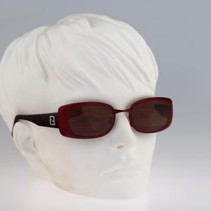 Fendi SL 7092 Q42, Vintage 90s burdungy rectangle sunglasses women NOS