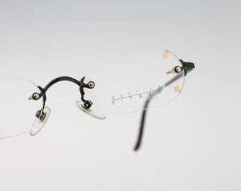 Martine Sitbon 6524 Cb G, Vintage 90s Japanese made gray rimless hexagon eyeglasses frames mens & womens NOS
