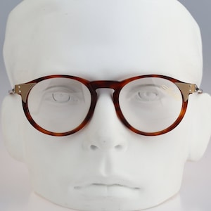 Silhouette M 2152, Vintage 90s gold and tortoise steampunk panto round eyeglasses frames mens & womens NOS