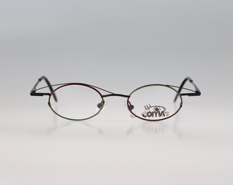 Coma's 3013 017, monturas de gafas ovaladas pequeñas, estilo steampunk, únicas, vintage, de los años 90, para hombre y mujer, NOS
