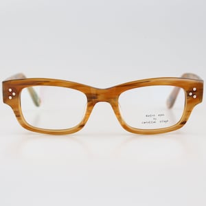 Retro Eyes by Carlottas Village 0001 3 Hand made, Vintage 2000s small tortoise wayfarer eyeglasses frames mens & womens NOS