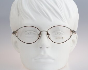 Silhouette M 6363, Vintage 90s gray and tortoise unique oval eyeglasses frames womens NOS