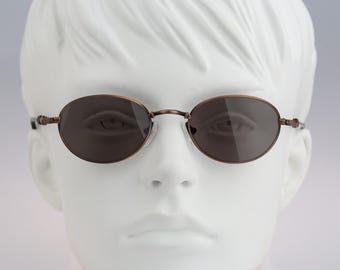 Personal Opinion 2048 519, Vintage 90s bronze victorian small oval sunglasses women, NOS