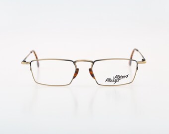 Robert Rudger 1030 139 36, Vintage 90s antique gold and colorful rectangle glasses frames mens & womens / NOS