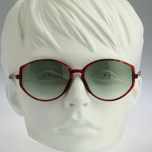 Silhouette M 1803 C 1218, Vintage 80s tinted green lenses tortoise butterfly sunglasses women, NOS