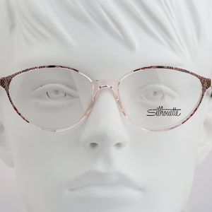 Silhouette M 1871 20 C 6053, Vintage 90s unique clear cat eye glasses frames womens NOS