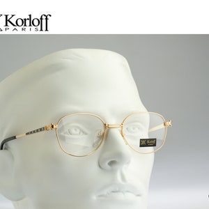 Korloff Paris K 24 C 02, Vintage 90s designer gold round eyeglasses frames mens & womens NOS