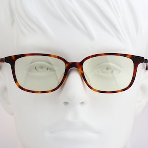 Alain Delon 3553B, Vintage 90s tinted yellow lenses small tortoise rectangle wayfarer sunglasses men & women, NOS