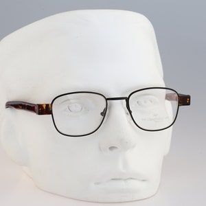 Viewpoint D 57 Hand made in Italy, Vintage 90s black and tortoise square eyeglasses frames mens & womens NOS
