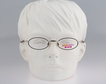 Contro Verse  4000 010 22, Vintage 90s unique black & silver small oval eyeglasses frames womens NOS