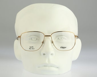 L'amy CO65 E 303 F, Vintage 80er Jahre gold große Oversized eckige Brillenfassung Herren & Damen / NOS