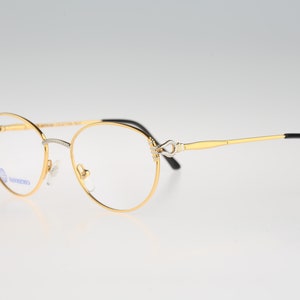 Sanremo collection 506 008, Vintage 80s gold panto round eyeglasses frames womens NOS