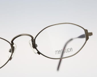Matsuda 10122 AS, Vintage 90s antique silver unique victorian small hexagon glasses frames mens & womens NOS
