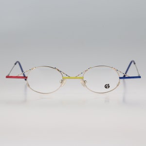 G5 GF 218 06, occhiali da lettura vintage anni &#39;90 colorati micro piccoli ovali montatura per uomo e donna NOS