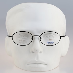Oxford Polo Club 017 3 Titanium, Vintage 90s black small oval eyeglasses frames mens & womens NOS