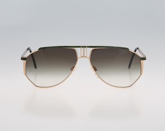 Yabi Spirit Duschan 1236 F 1219, gafas de sol estilo aviador vintage de los años 80 en color tortuga y dorado, únicas para hombre y mujer, NOS